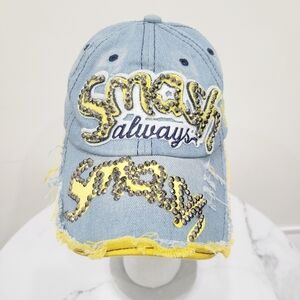 2/$20 Y2K Blue & Yellow Beads Denim Cap Hat Adjustable Size